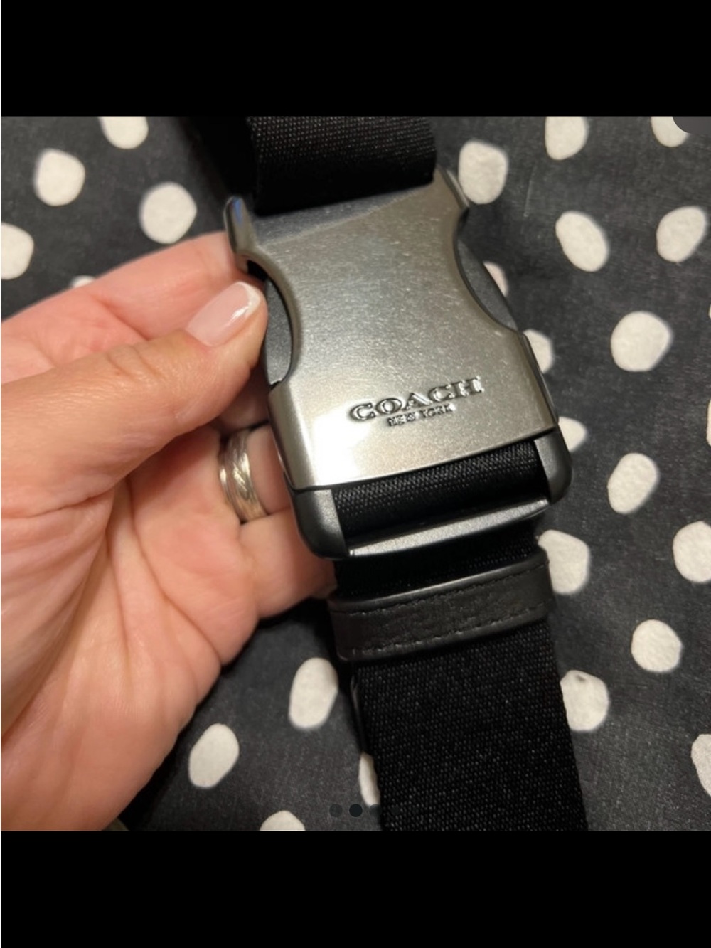 Coach Men’s Black Webbing Belt with Gunmetal Buckle